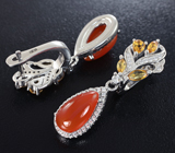 Серебряные серьги с карнелианом и цитринами Серебро 925