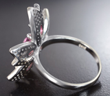 Чудесное серебряное кольцо с розовым топазом и рубеллитами турмалинами Серебро 925