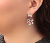 Чудесные серебряные серьги с рубеллитами турмалинами  Серебро 925