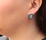 Превосходные серебряные серьги с эфиопскими опалами и синими сапфирами бриллиантовой огранки Серебро 925