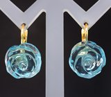 Серьги с резными аквамаринами 44,21 карата Золото
