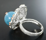 Серебряное кольцо с аквамарином 10+ карат, родолитом и аметистами