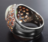 Серебряное кольцо с кристаллическим эфиопским опалом 3,85 карата и сапфирами