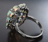 Роскошное серебряное кольцо с кристаллическими эфиопскими опалами Серебро 925