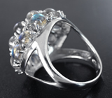 Впечатляющее серебряное кольцо с лабрадоритами и бесцветными топазами Серебро 925