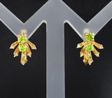 Комплект с рутиловым параиба турмалином 7,86 карата, уральскими демантоидами и бриллиантами