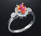 Изящное серебряное кольцо с оранжевым опалом Серебро 925