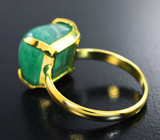 Золотое кольцо с крупным насыщенным уральским изумрудом 9,1 карата Золото