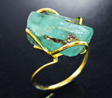 Золотое кольцо с кристаллом уральского берилла без облагораживания 13,65 карата Золото