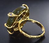 Золотое кольцо с крупным резным лабрадоритом 42,36 карата