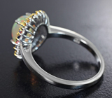 Праздничное серебряное кольцо с эфиопским опалом и разноцветными сапфирами бриллиантовой огранки Серебро 925