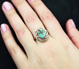 Ажурное серебряное кольцо с «неоновым» апатитом Серебро 925
