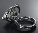 Серебряное кольцо с зеленым аметистом 12,32 карата и диопсидами