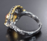 Серебряное кольцо с цитрином 3,3 карата и синими сапфирами