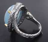 Серебряное кольцо с аквамарином 8,89 карата и сапфирами Серебро 925