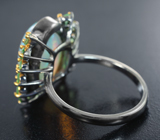 Серебряное кольцо с топовым кристаллическим эфиопским опалом 6,78 карата и цаворитами Серебро 925