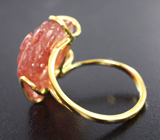 Золотое кольцо с резным солнечным камнем 9,3 карата Золото