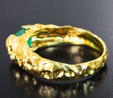 Золотое кольцо с ярким уральским изумрудом высоких характеристик 1,8 карата и бриллиантами Золото