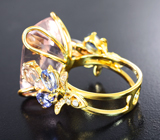 Эксклюзив! Золотое кольцо с топовым бразильским морганитом 21,61 карата, танзанитами и бриллиантами Золото