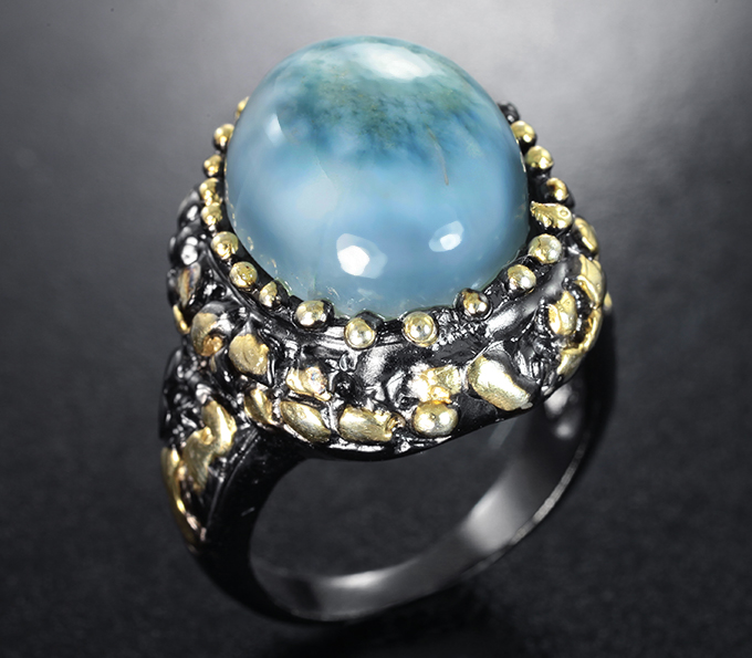 Серебряное кольцо с ларимаром