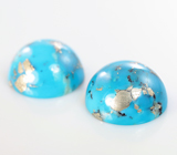 Пара кабошонов армянской бирюзы с включением пирита 7,81 карата 