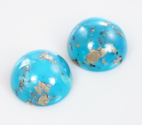 Пара кабошонов армянской бирюзы с включением пирита 7,81 карата 