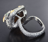 Серебряное кольцо с коньячным цитрином 11,44 карата, цаворитами гранатами и сапфирами