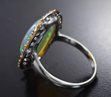 Серебряное кольцо с кристаллическим эфиопским опалом 8,3 карата и сапфирами Серебро 925