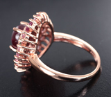 Эффектное серебряное кольцо с рубеллитом и розовыми турмалинами