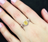 Ажурное серебряное кольцо с редким желтым сапфиром Серебро 925