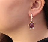Серебряные серьги с аметистами 24,43 карата и родолитами Серебро 925