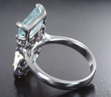 Серебряное кольцо с аквамаринами 5,46 карата, шпинелями и синими сапфирами