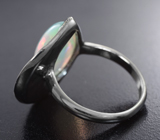 Серебряное кольцо с кристаллическим эфиопским опалом 4,3 карата и разноцветными сапфирами