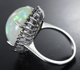 Серебряное кольцо с кристаллическим эфиопским опалом 16,25 карата и бриллиантами Серебро 925