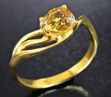 Золотое кольцо с золотистым цирконом 1,98 карата