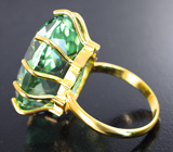 Золотое кольцо с крупным неоново-фисташковым празиолитом 29,16 карата Золото
