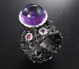 Серебряное кольцо с аметистом и родолитами Серебро 925