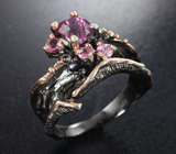 Серебряное кольцо cо шпинелью и розовыми турмалинами Серебро 925