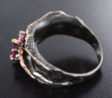 Серебряное кольцо cо шпинелью и розовыми турмалинами Серебро 925