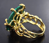 Золотое кольцо c уральским малахитом 13,84 карата и бриллиантами Золото