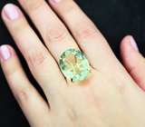 Золотое кольцо с крупным зеленым аметистом 24,46 карата Золото
