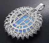 Кольцо-трансформер с кристаллическим эфиопским опалом 17,43 карата, муассанитами и бесцветными цирконами