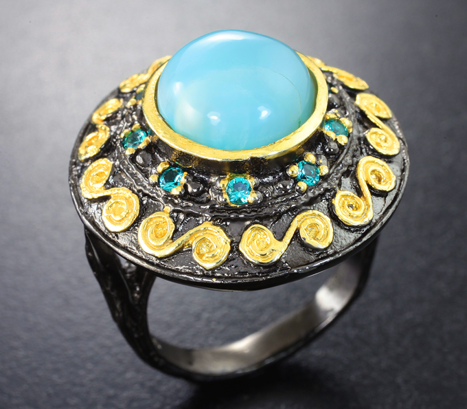 Серебряное кольцо с доминиканским ларимаром