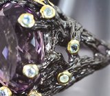 Серебряное кольцо с аметрином 14,36 карата и голубыми топазами