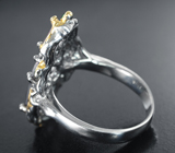 Серебряное кольцо со шпинелями 3,79 карата и диопсидами