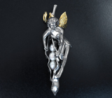 Скульптурный серебряный кулон с жемчугом 10,63 карата