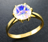 Золотое кольцо с редким прозрачным ограненным опалом 1,31 карата Золото
