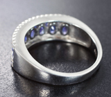 Стильное серебряное кольцо с насыщенными танзанитами Серебро 925