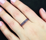 Стильное серебряное кольцо с насыщенно-синими сапфирами бриллиантовой огранки Серебро 925