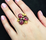 Серебряное кольцо с рубинами 26,95 карата и розовыми турмалинами Серебро 925